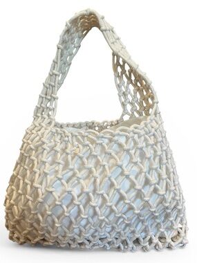 Vintage-Inspired Macramé Net Mini Tote with Satin like Insert